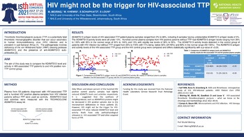 ISTH 2021 Le VIH ne pourrait pas être le déclencheur du TTP associé 